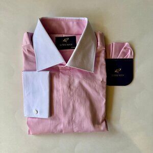 ROSSI MAN Dress Shirt Pink Two-Tone Size XL NEW - RS2